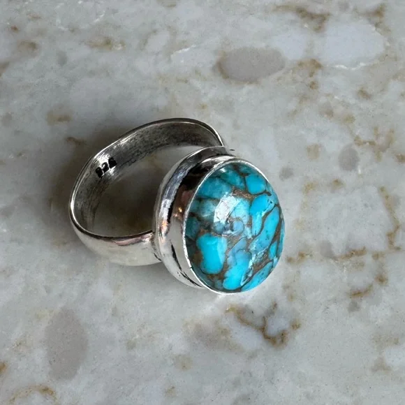 NWOT Sundance Desert Shimmer Ring, Copper Turquoise, Sterling Silver
